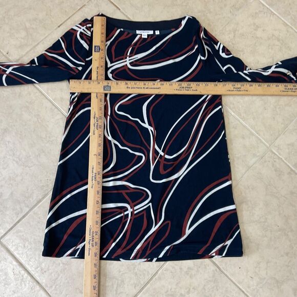 Chicos Tunic Top Women’s  0 / US Size Small Stretch Travel Career Abstract Artsy - Picture 8 of 12